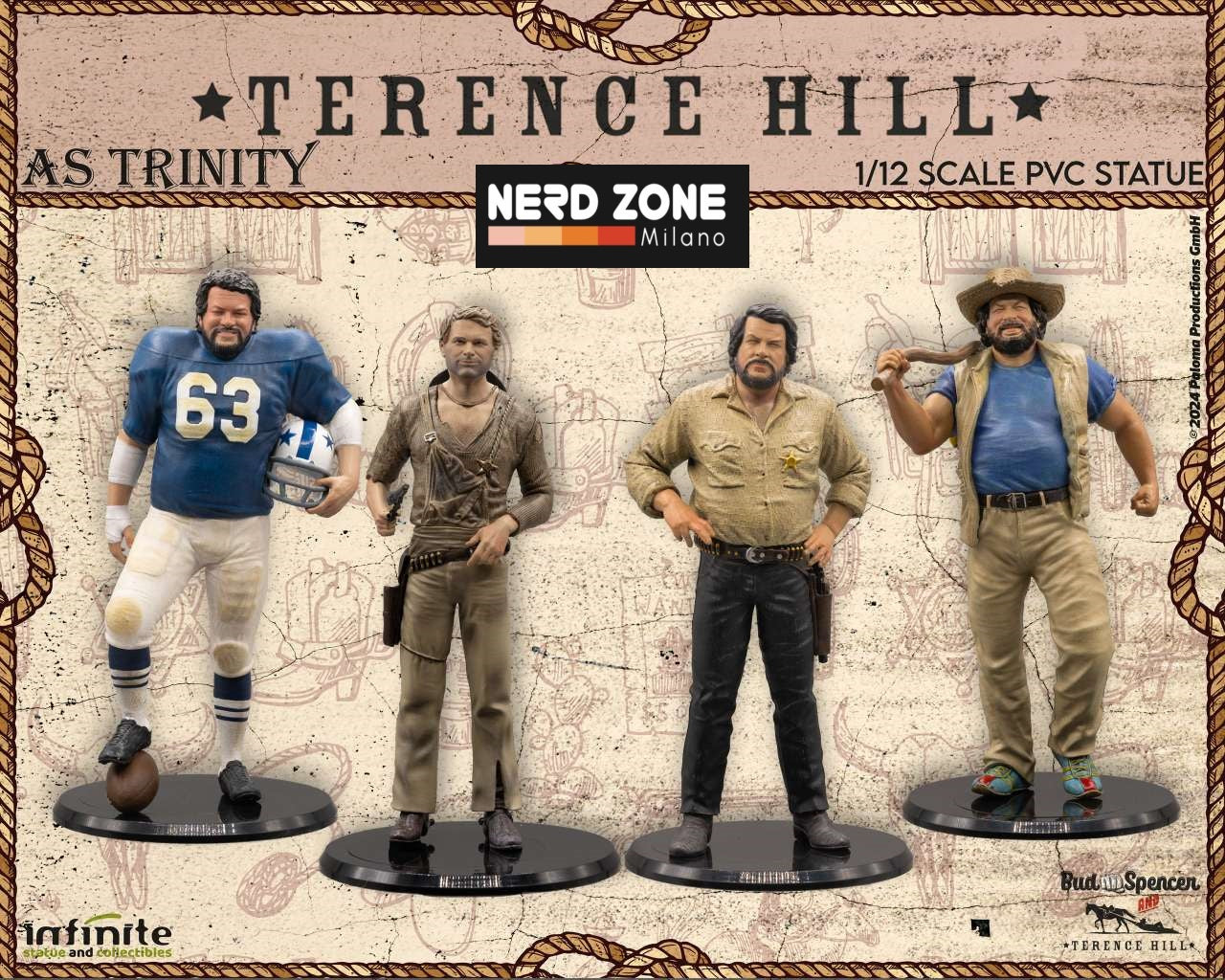 INFINITE STATUE - Bud Spencer Set Completo di 4 - 1/12 Pvc Statue