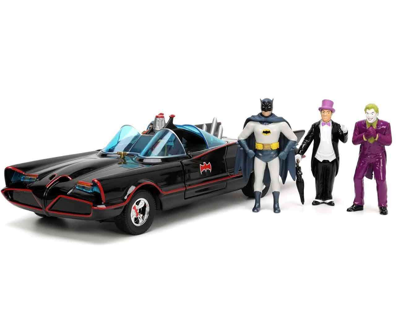 SIMBA TOYS - Batman 1966 - Batmobile With Batman, Robin, Joker & The Penguin - 1:24 Die-cast Model Deluxe Edition