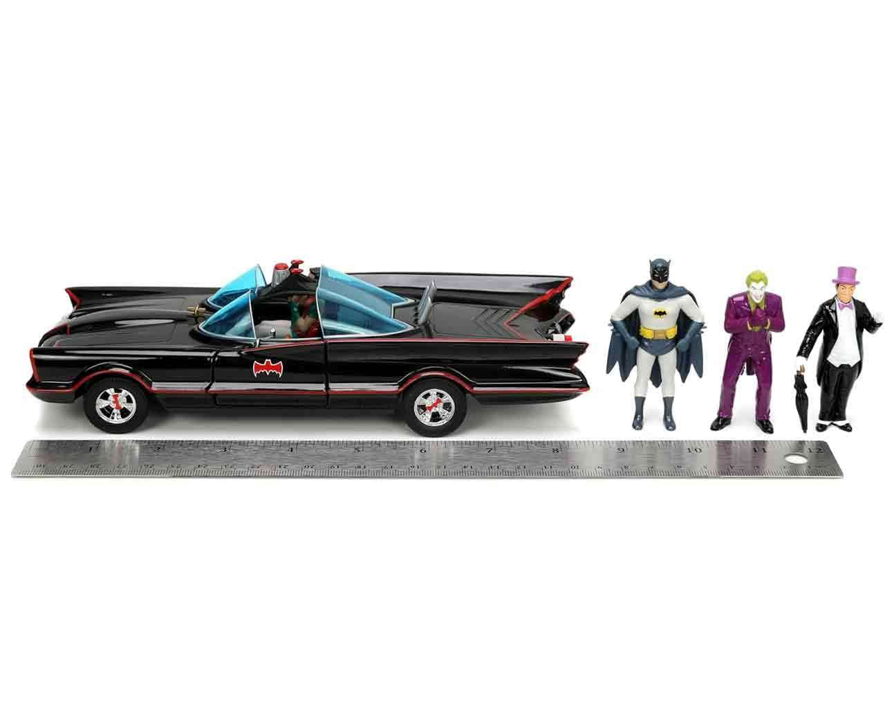 SIMBA TOYS - Batman 1966 - Batmobile With Batman, Robin, Joker & The Penguin - 1:24 Die-cast Model Deluxe Edition