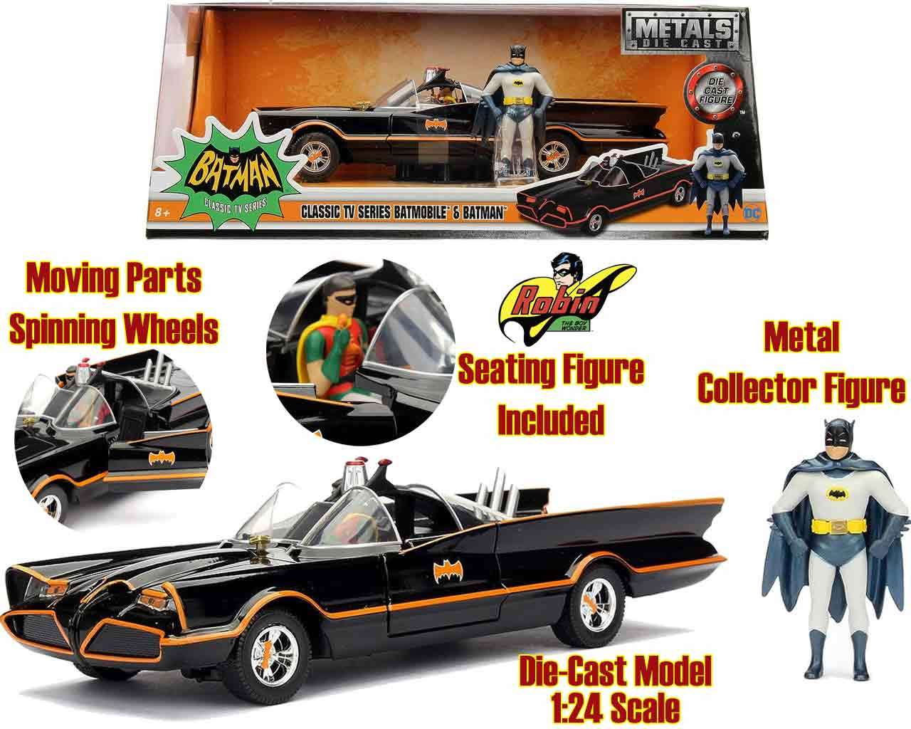 SIMBA TOYS - Batman classic 1966 - Batmobile die-cast 1:24 scale with character